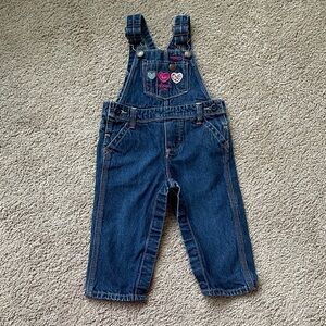 Vintage Osh Kosh B’Gosh Little Girls Overalls 12 Month Denim Farm Girl Toddler